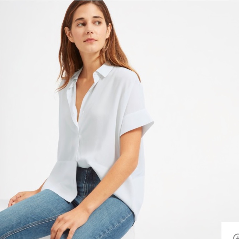 Everlane Silk Short-Sleeve Square Shirt
